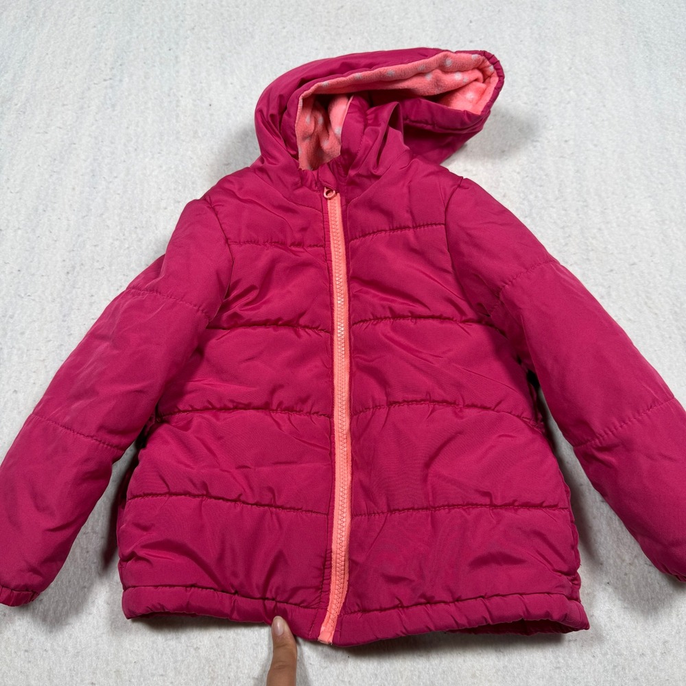 Carters Toddler Girls Pink Puffer Jacket Hooded Fleece Lined Coat Size 3T